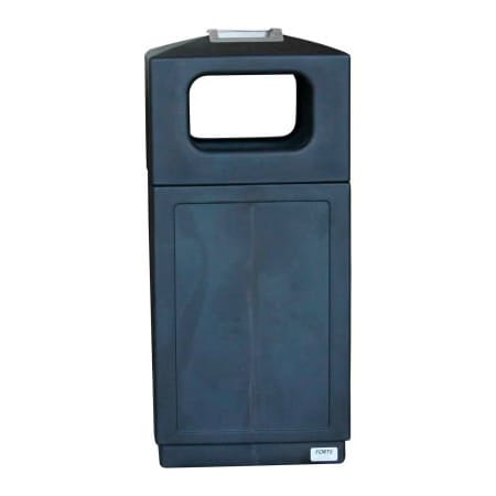 Forte Products Forte 39 Gallon Hooded Plastic Waste Container w/Metal Ashtray, Black - 8002155